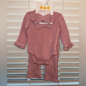 Pink Ruffled Bodysuit with Bow